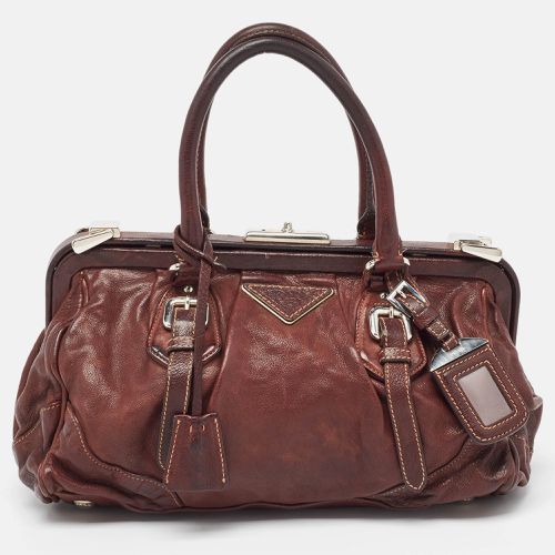 Dark Leather Frame Satchel - Prada - Modalova