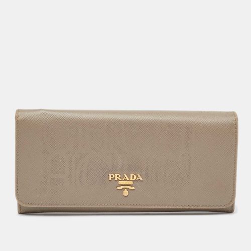 Prada Grey Saffiano Leather Flap Continental Wallet - Prada - Modalova