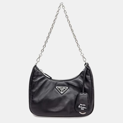 Prada Black Leather Tessuto Padded Hobo Bag - Prada - Modalova