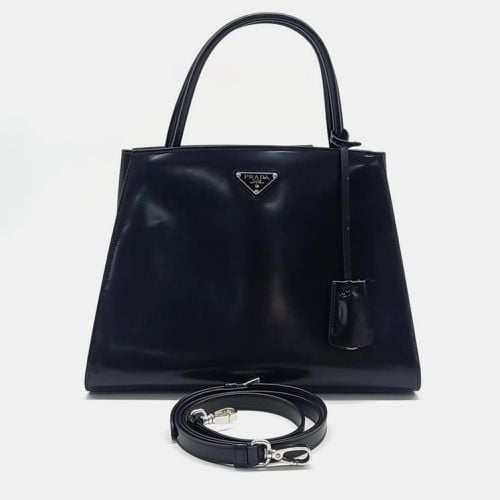 Prada Black Leather Brushed Tote Bag - Prada - Modalova