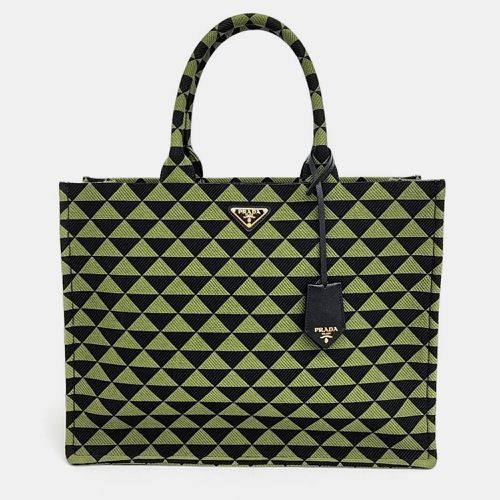 Prada Green/Black Canvas Symbole Tote Bag - Prada - Modalova