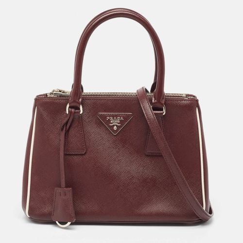 Prada Burgundy Saffiano Lux Leather Small Galleria Double Zip Tote - Prada - Modalova