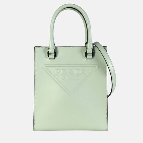 Prada Green Leather Mini Logo Drill Satchel - Prada - Modalova