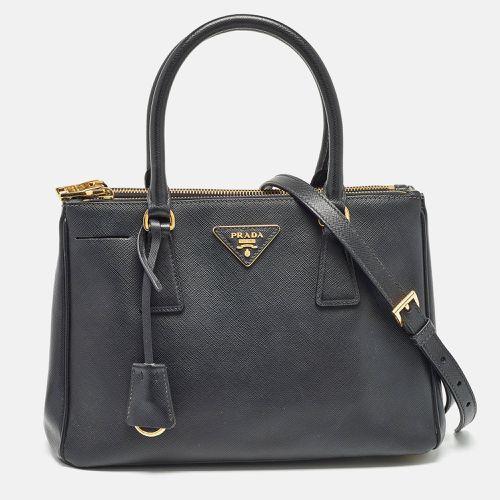 Prada Black Saffiano Leather Small Double Zip Tote - Prada - Modalova