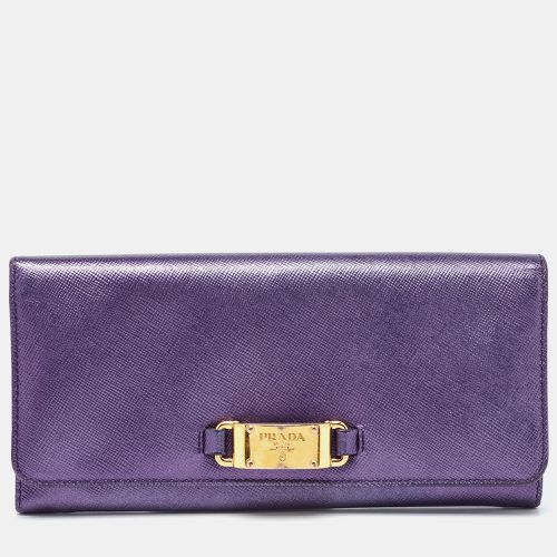 Prada Purple Saffiano Leather Logo Flap Continental Wallet - Prada - Modalova