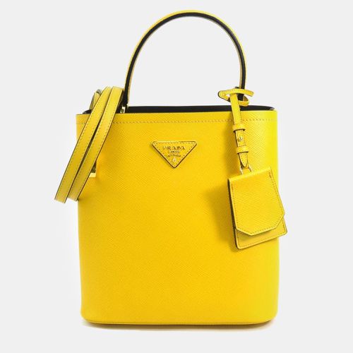 Prada Yellow Saffiano Leather Cuir Small Panier Handbag - Prada - Modalova