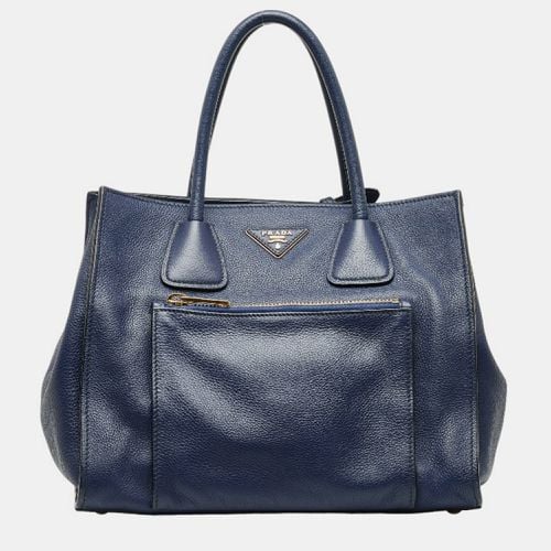 Prada Blue Leather Vitello Danio Wing Tote Bag - Prada - Modalova