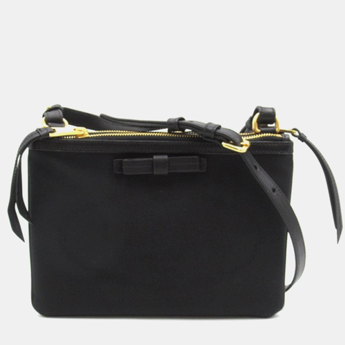 Prada Black Canvas Bow Crossbody Bag - Prada - Modalova