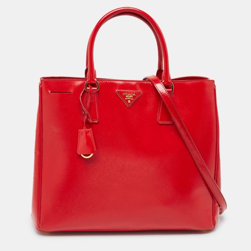 Prada Red Saffiano Vernice Leather Galleria Tote - Prada - Modalova