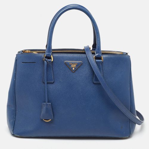 Prada Blue Saffiano Lux Leather Medium Double Zip Tote - Prada - Modalova