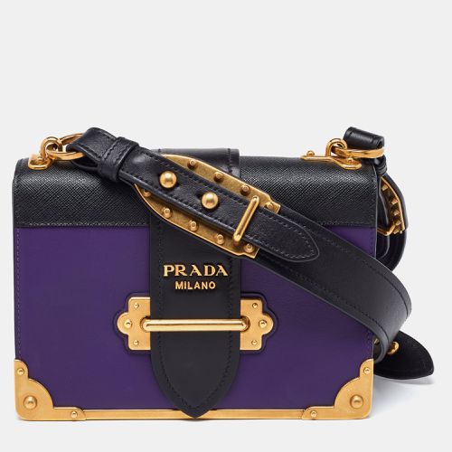 Prada Violet/Black Saffiano Leather Cahier Flap Shoulder Bag - Prada - Modalova