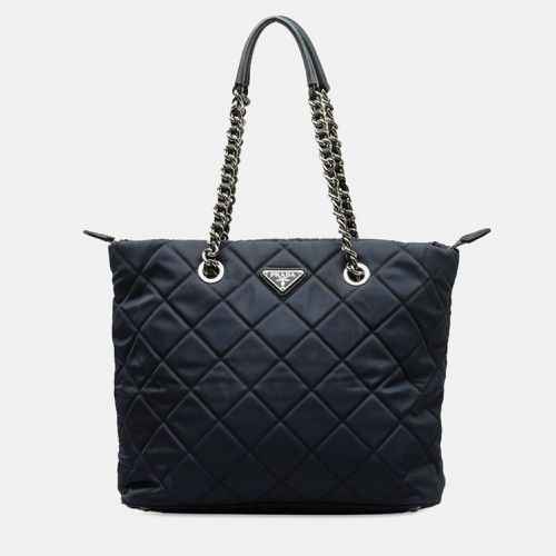 Prada Black Canvas Quilted Tessuto Impunture Tote Bag - Prada - Modalova