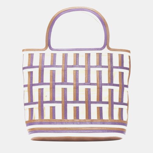 Prada Purple/Brown Leather Lattice Tote Bag - Prada - Modalova