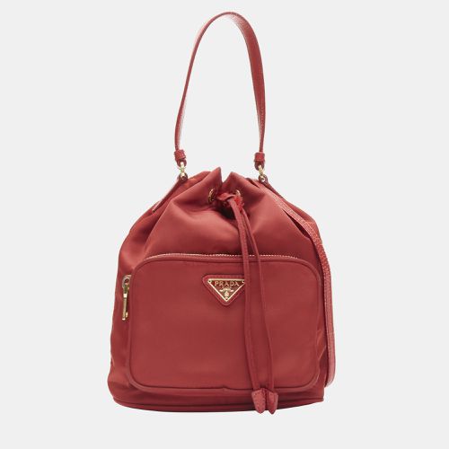 Prada Red Nylon Tessuto Bucket Shoulder Bag - Prada - Modalova