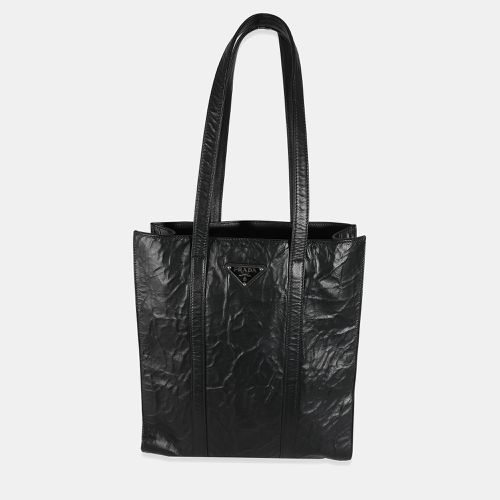 Prada Black Antique Nappa Leather Small Tote Bag - Prada - Modalova