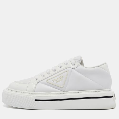 Prada White Leather and Nylon Lace Up Sneakers Size 39 - Prada - Modalova