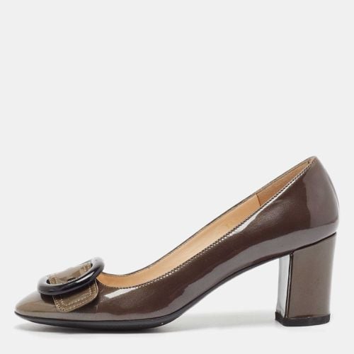 Olive Patent Leather Buckle Pumps Size 36.5 - Prada - Modalova