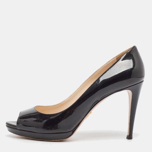 Patent Leather Peep Toe Platform Pumps Size 39 - Prada - Modalova