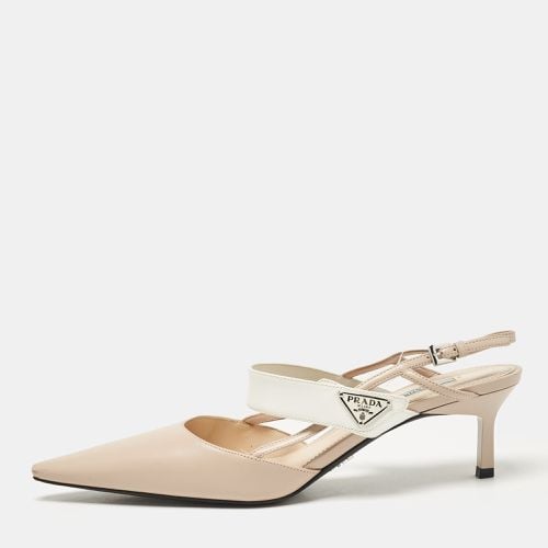 White Leather Slingback Pumps Size 40.5 - Prada - Modalova