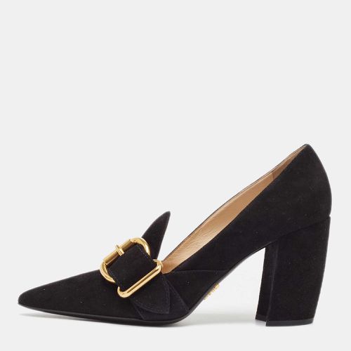 Suede Buckle Detail Block Heel Pumps Size 38 - Prada - Modalova