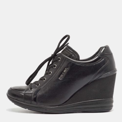 Leather High Top Wedge Sneakers Size 39 - Prada - Modalova