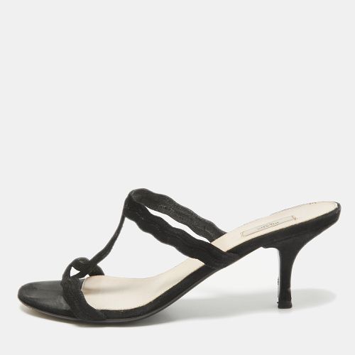 Prada Black Suede Slide Sandals Size 37 - Prada - Modalova