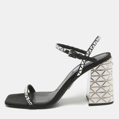 Prada Black Satin Embellished Ankle Strap Sandals Size 39 - Prada - Modalova