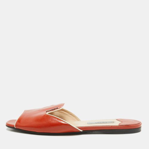 Prada Orange Patent Leather Flat Slides Size 36 - Prada - Modalova