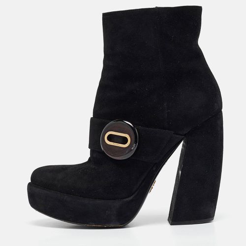 Prada Black Suede Zip Ankle Boots Size 37 - Prada - Modalova