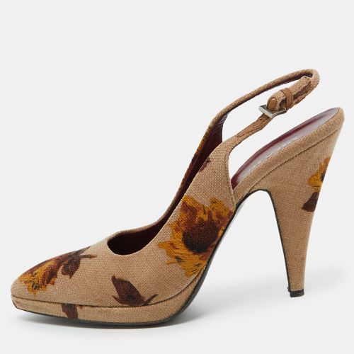 Prada Beige Velvet Floral Slingback Pumps Size 40.5 - Prada - Modalova