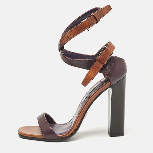 Prada Purple/Brown Leather Ankle Strap Sandals Size 36 - Prada - Modalova