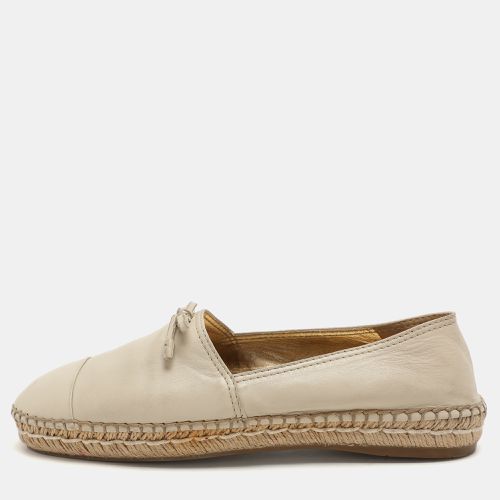 Prada Cream Leather Bow Espadrille Flats Size 38 - Prada - Modalova