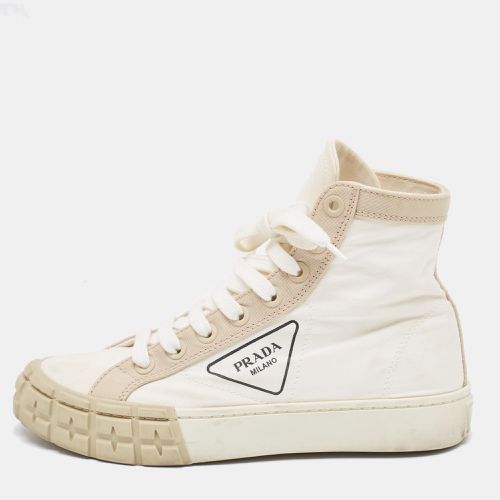 Prada Cream/White Canvas Gabardine High Top Sneakers Size 37.5 - Prada - Modalova