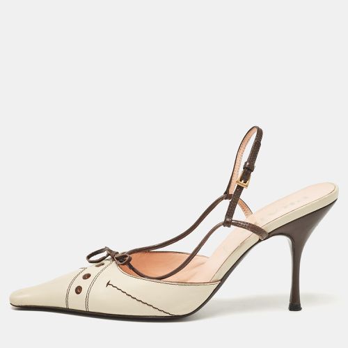 Prada Brown/Beige Leather Slingback Pumps Size 38.5 - Prada - Modalova