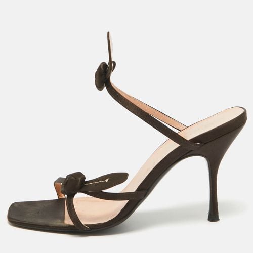 Prada Brown Satin Slide Sandals Size 38.5 - Prada - Modalova