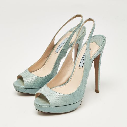 Light Embossed Python Platform Slingback Sandals Size 37 - Prada - Modalova
