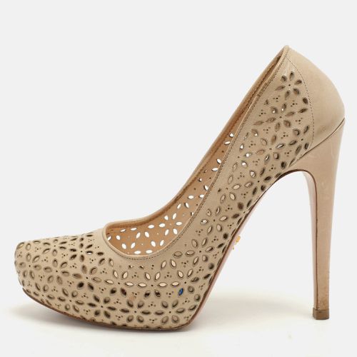 Prada Beige Lasercut Leather Platform Pumps Size 37.5 - Prada - Modalova