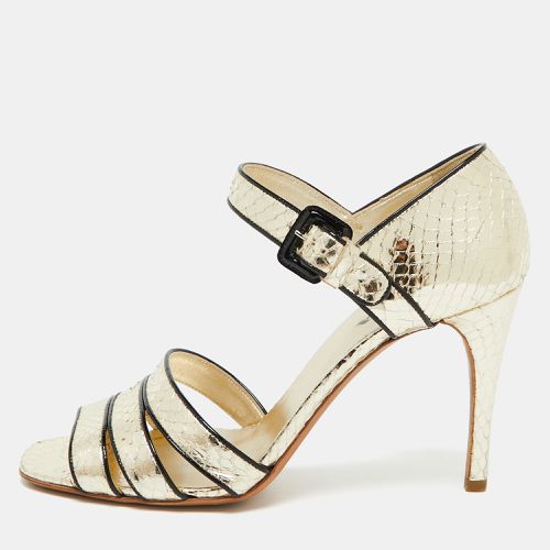 Prada Metallic Gold Snakeskin Ankle Strap Sandals Size 39 - Prada - Modalova