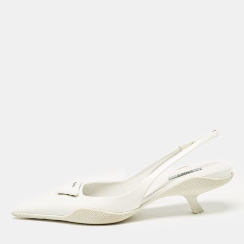 Prada White Leather Bow Slingback Pumps Size 40 - Prada - Modalova