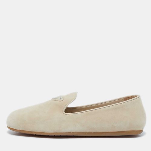 Prada Beige Suede Smoking Slippers Size 36 - Prada - Modalova