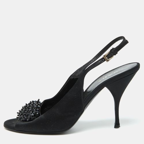 Prada Black Satin Beaded Accents Slingback Pumps Size 39.5 - Prada - Modalova