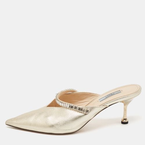 Prada Gold Leather Crystal Embellished Mules Size 40 - Prada - Modalova