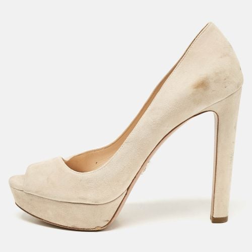 Prada Beige Suede Peep Toe Platform Pumps Size 39.5 - Prada - Modalova