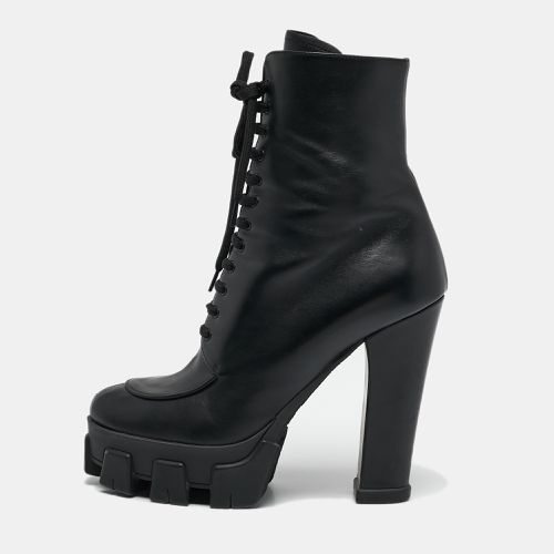 Prada Black Leather Monolith Ankle Boots Size 41 - Prada - Modalova