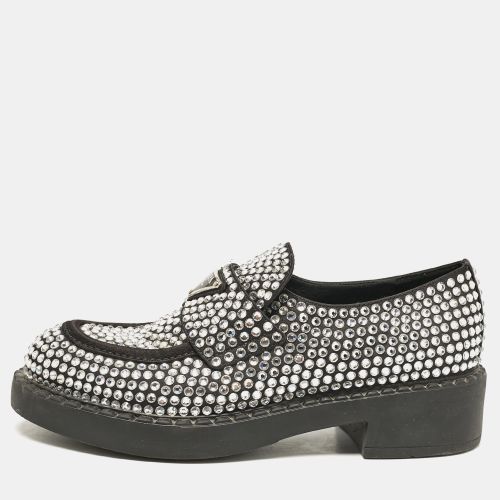 Prada Black Satin Crystals Slip On Loafers Size 36 - Prada - Modalova