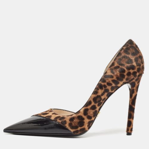 Prada Brown Leopard Print Calfhair and Patent Leather D'orsay Pumps Size 39.5 - Prada - Modalova