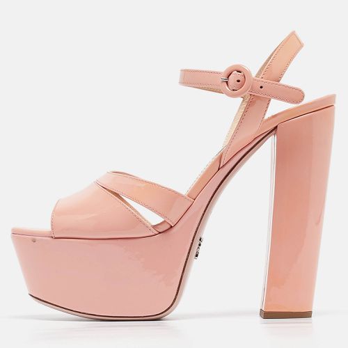 Prada Pink Patent Leather Platform Ankle Strap Sandals Size 39 - Prada - Modalova