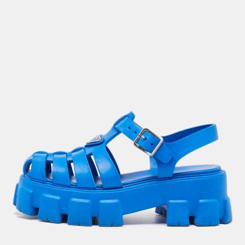 Prada Blue Rubber Platform Ankle Strap Sandals Size 38 - Prada - Modalova