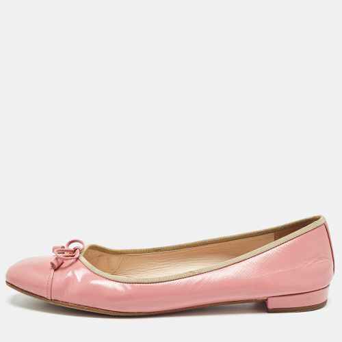 Prada Pink Saffiano Vernice Leather Bow Ballet Flats Size 42 - Prada - Modalova