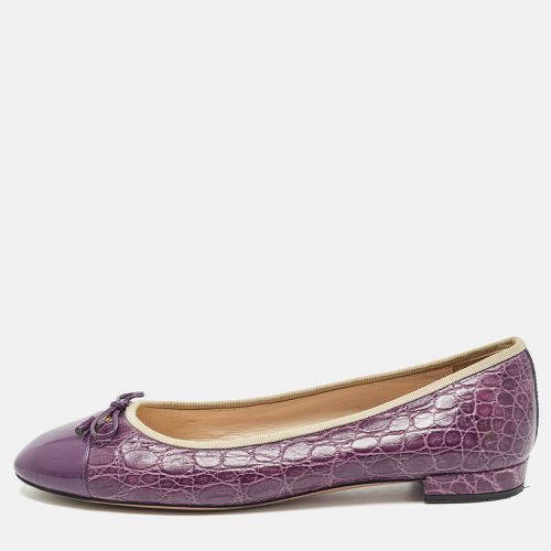 Prada Purple Embossed Croc and Patent Cap Toe Bow Ballet Flats Size 42 - Prada - Modalova